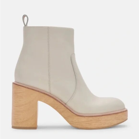 NEW DOLCE VITA Cecile Leather Heel Booties ivory for women 563tn - Picture 5 of 7